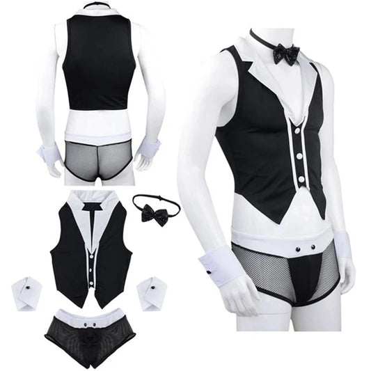 Mens Sexy Maid Role, Collar Handcuffs ,Lingerie Set Halloween