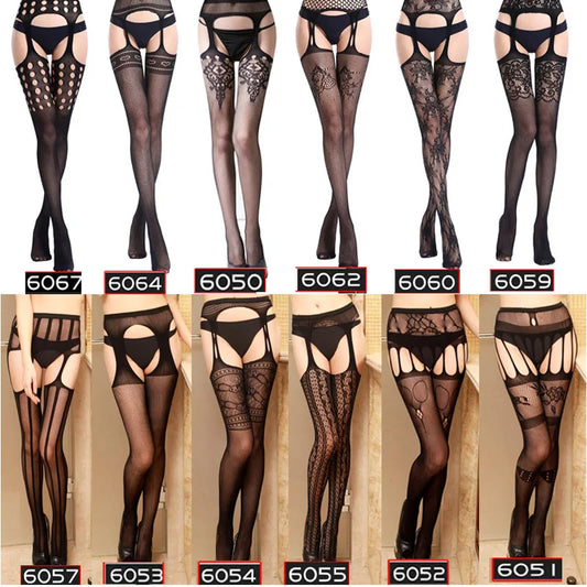 Women Sexy Lingerie Hollow Out  Hip suspenders Lace Stockings Pantyhose
