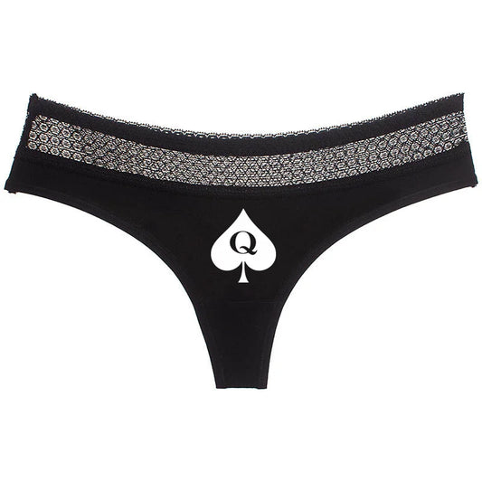 Queen of Spades/ Hotwife Novelty Sexy Lace Underwear for Women Cotton Size up