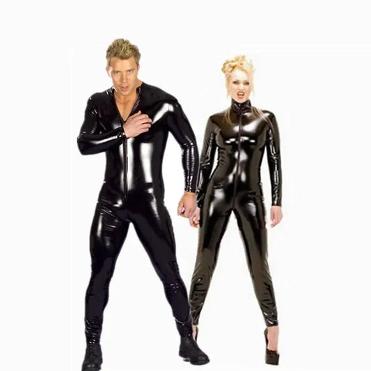 Couple Black Latex Cosplay/ Halloween Costumes 2025