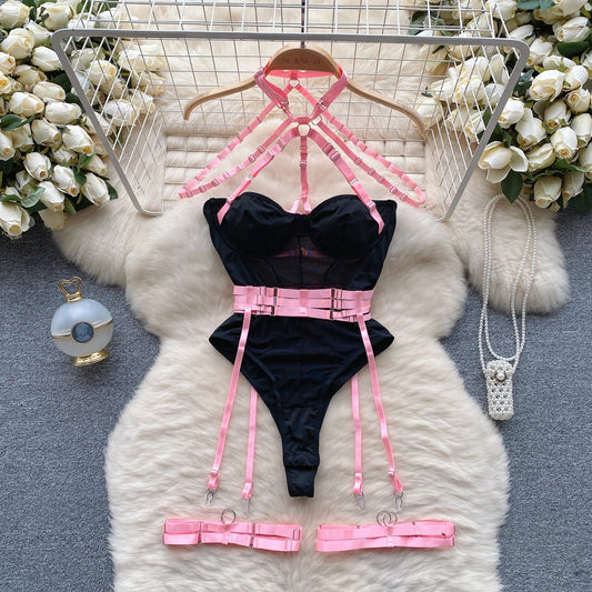 Women Hotsweet Hollow Out Vintage Halter Bodysuit-Angel Fave