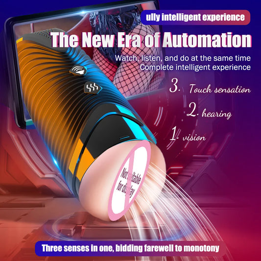 Automatic  Pocket  Male Masturbator Simulated Labia Vagina Intelligent Voice Penis Trainer  Adult Sex Toy For Men