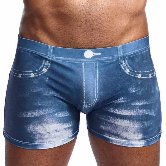 Men Fake Jeans Boxers Denim Pattern Boxer Mens New Fashion Breathable Briefs трусы мужские